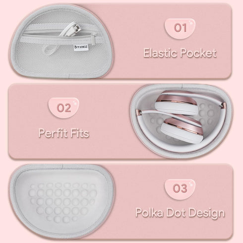 Yinke Case for Beats Solo3 /Solo 4 On-Ear Headphones, Portable Travel Hard Shell Storage Bag (Rose Gold)...