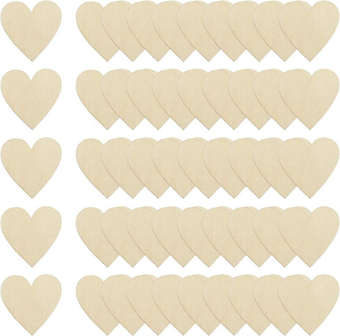 Shapenty Unfinished Wooden Hearts Bulk Blank Wood Slices Discs DIY Craft Cutout Pieces for Wedding Guest Signing Book Frame Album Valentine Christ...