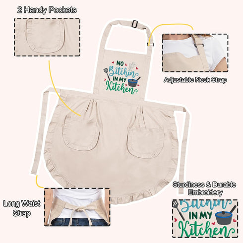 Fairy's Gift Funny Cooking Aprons for Women, Embroidered Womens Apron, Cute Kitchen Apron for Cooking Baking - Mothers Day, Birthday Cooking Gifts...