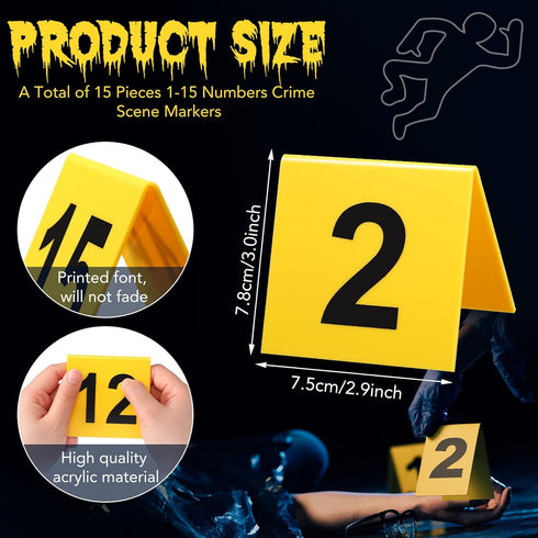 15 Pcs Evidence Markers Crime Scene Markers Tents Crime Scene Decorations Crime Scene Markers Mystery Decorations for Kids Adults Detective Game M...