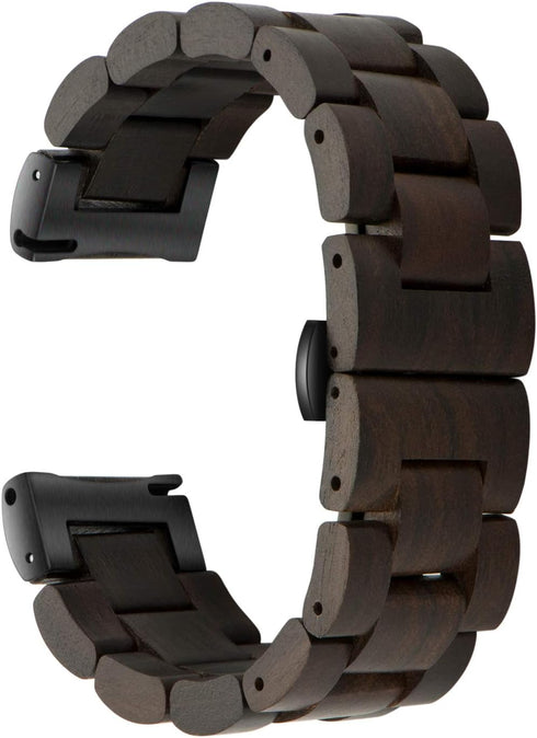 Band 20mm Compatible with Samsung Galaxy Watch/Gear S2 S3/ Active/Active 2, Natural Wooden Stainless Steel Link Bracelet Strap for Samsung Galaxy ...