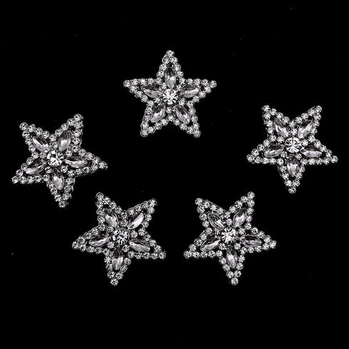 5 Pcs Star Shaped Sliver Rhinestone Crystal Sew on Buttons Embellishments for Crafts Clothing Decoration...