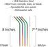 HIC Kitchen Reusable Rainbow Drinking Straws, 18/8 Stainless Steel, Set of 4 Straws with Cleaning Brush...