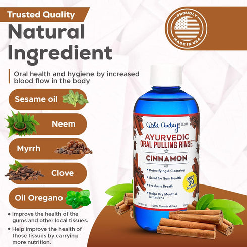Oil Pulling for Teeth and Gums | Made in USA Cinnamon Flavored Organic Sesame Oil Pulling| Ayurvedic Oil Pulling Rinse to Whiten Your Teeth & Fres...