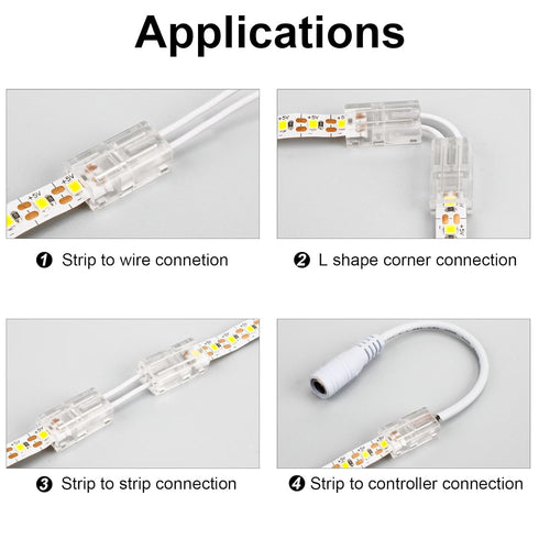 RGBZONE 10pcs 2-Pin 8mm LED Strip to Wire Connectors and 10m/32.8ft 2 Pin Extension Wire for Waterproof or Non-Waterproof Single Color LED Strip L...