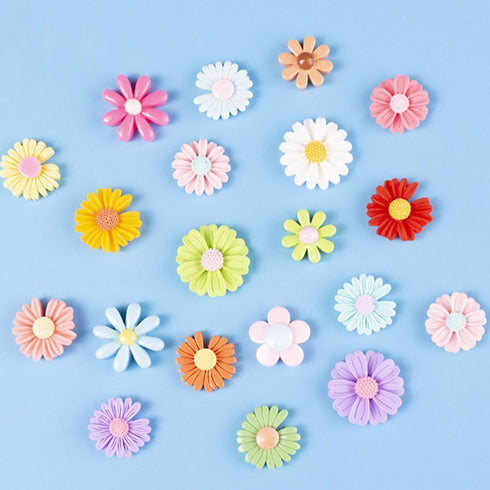 100Pcs Flower Daisy Slime Charms Set Easter DIY Craft Mixed Making Resin Jewery Charms Embellishments Flatback Resin Charms Flower Cabochons for D...