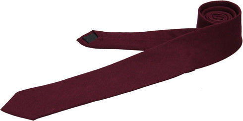 Mens Solid Linen Tie Set : Slim Necktie with Matching Pocket Square (Maroon)...