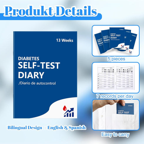 Diabetes Blood Pressure Log Book Daily 3x4 inch Glucose Journal Diabetes Self Test Diary 13 Weeks Blood Sugar Record Book at Each Meal(Before Afte...