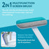 2 in 1 Window Screen Cleaner Brush with Handle and Built-in Brush, Blue-White Reusable Window Screen Brush for Wet and Dry Cleaning, Double Sided ...