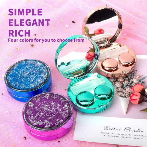 Contact Lens Case, Bling Constellations Contact Cases with Tweezers Remover Tool Mirror Solution Bottle Portable Contact Lenses Storage Container ...