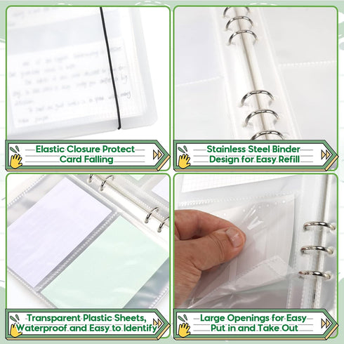3x5 Index Card Holder Binder Card Organizer for Note Cards, Flash Cards, and Recipe Cards, 90 Card Sleeves - Stores up to 180 Index Cards, Indexca...