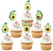 18pcs Glitter Fruit Avocado Cupcake Toppers - Fiesta Party Avocado Cupcake Toppers Supplies - Happy Avocado Holy Guacamole Party Dessert Food Pick...
