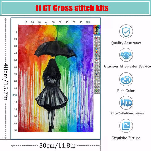 Woman Stamped Cross Stitch Kits, Counted Cross Stitch Kits for Adults Beginners,Arts and Crafts Embroidery Kits,Full Range of Cross-Stitch Stamped...