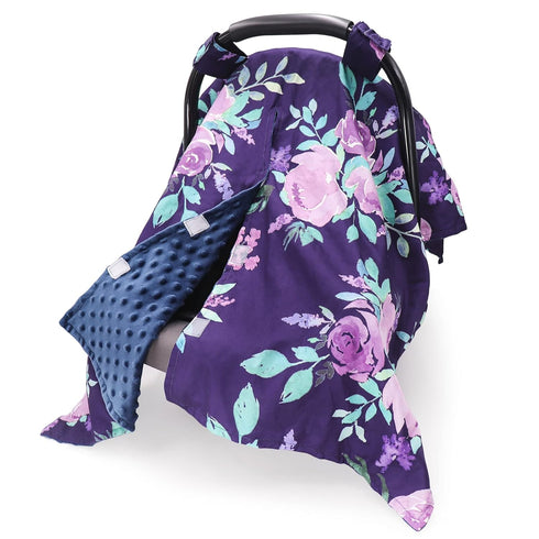 TANOFAR Car Seat Cover Baby, Carseat Covers Baby Boy Girl, Peekaboo Opening Infant Car Seat Cover for Winter, Warm & Cozy, Purple Floral...