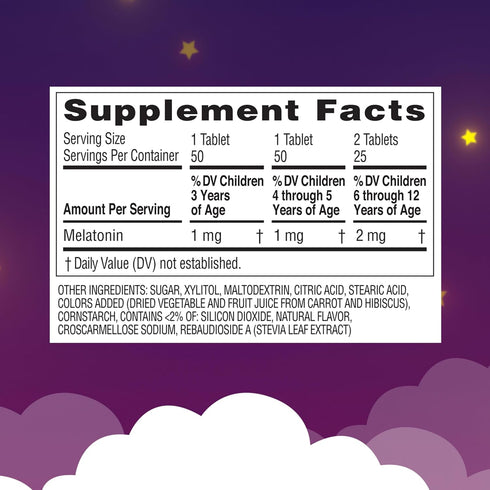Zarbee's Kids 1mg Melatonin Chewable Tablet Drug-Free & Effective Sleep Supplement Easy to Take Natural Grape Flavor Tablets for Children Ages 3 a...