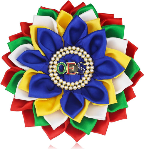 Order of The Eastern Star Brooch Pin for Women OES Brooch Pin Sorority OES Gift Greek Paraphernalia Jewelry Satin & Pearl 5.5" Flower Pin for Sist...