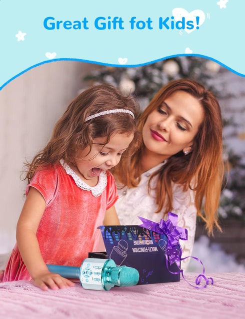 Amazmic Kids Karaoke Microphone Machine Toys for Girls Bluetooth Microphone with LED Light, Birthday Gift for Girls Boys 3 4 5 6 7 8 9 10 11 12 Ye...