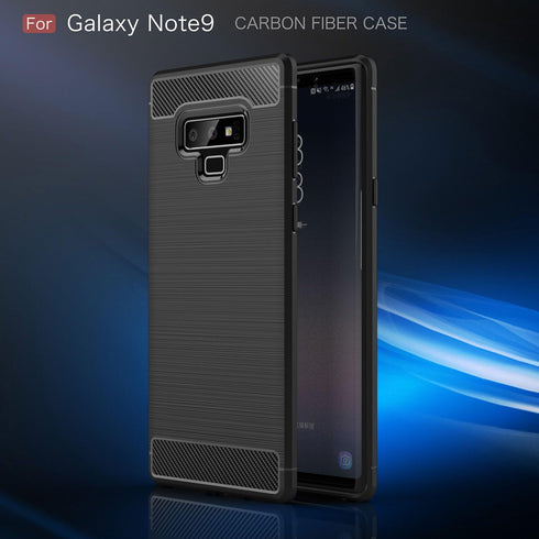Compatible with Samsung Galaxy Note 9 Carbon Fiber Soft TPU Brushed Line Basic Phone Back Case Cover (Black)...