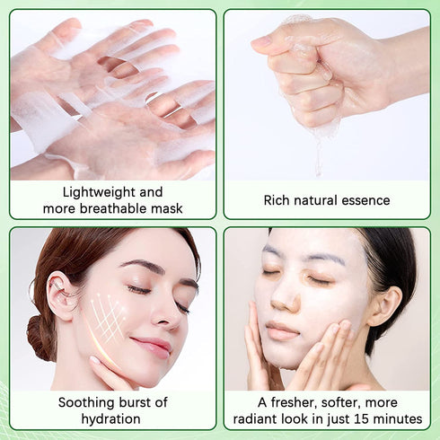 Aloe Vera Soothing Mask Hydrating Face Masks Skincare Moisturizing Facial Sheet Mask Skin care for Dry, Oily, Sensitive Skin Face Mask for Acne, S...