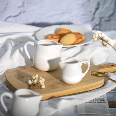 CHOOLD 2 pcs Mini Ceramic Creamer with Handle, Coffee Milk Creamer Pitcher - White - 1.5 oz...