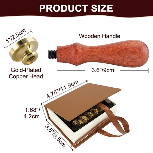 Yoption Wax Seal Stamp Gift Box Kit, 6 Pieces Flowers and Animals Sealing Wax Stamp Heads with 1 Wooden Hilt Set, Wax Stamp Kit for Envelopes Invi...