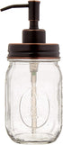 Ball Mason Jar Soap Dispenser Pump with Non-Slip Coaster, 16oz Clear Pint Ball Jar Soap Dispenser, Glass with Oil Rubbed Bronze Dispensing Lid, Ru...