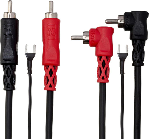 Hosa CRA-203DJ Dual Right-Angle RCA with Ground Wire Stereo Interconnect Cable, 3 Meters, (CRA203DJ)...