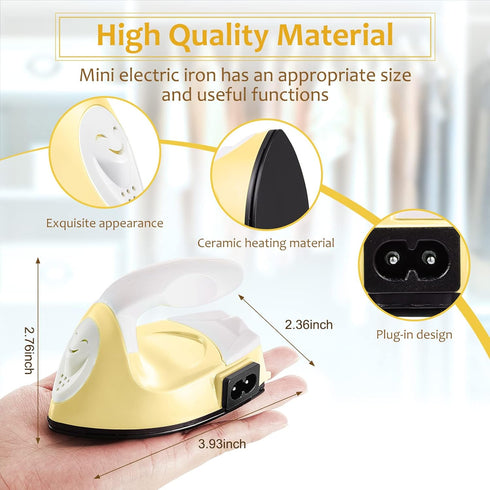 Honoson Mini Craft Iron Mini Heat Press Small Iron Portable Handy Tiny Flatiron with Charging Base Accessories for Fuse Beads Patch DIY Shoes T-sh...