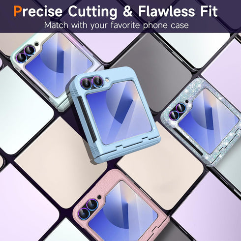 YWXTW EZ Alignment for Samsung Galaxy Z Flip 6 Screen Protector, 2 PCS Front Tempered Glass Cover Screen Protector+1 Set Camera Lens Protector, Bu...