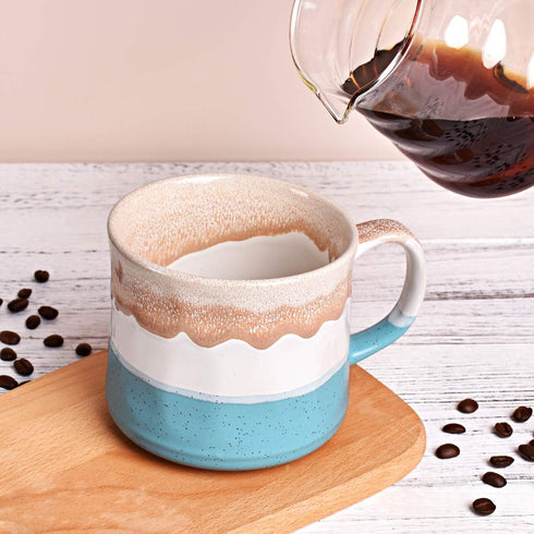 Bosmarlin Large Ceramic Coffee Mug, Big Tea Cup, 7 Colors to Choose, 21 Oz, Dishwasher and Microwave Safe, 1 PCS (Blue&White)...