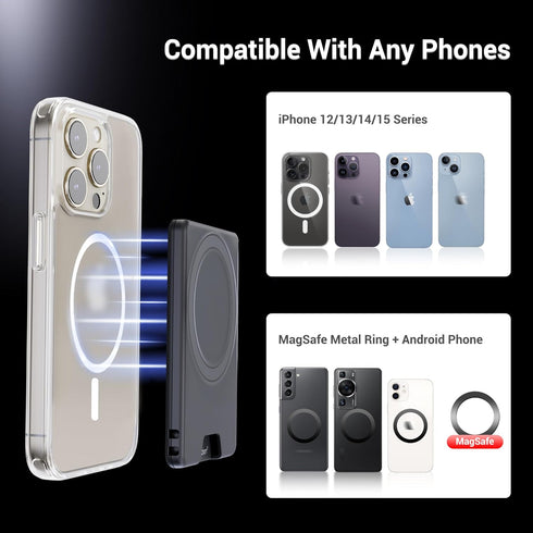 PROfezzion Magnetic Wallet with Double Magnets, Plastic Mag Safe Card Holder Slim Magnetic Phone Wallet Compatible with iPhone 15 14 13 12 Series ...