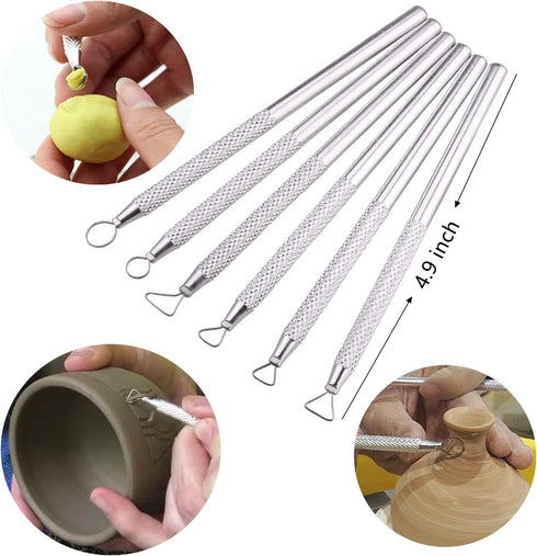 Artzuvs 14Pcs Ceramic Pottery Clay Ribbon Sculpting Tools Kit Wire Texture and Needle Detail Tool with Plastic Box for Carving, Modeling,Sculpture...