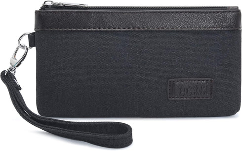 Canvas Wristlets Bag Clutch Purses Wallet Slim Credit Card Holder Clutch with Removable Strap Cell Phone Wallet...