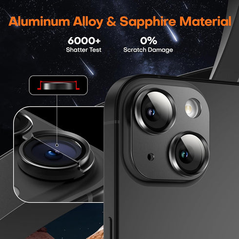 2 Pack Camera Lens Protector for iPhone 15/iPhone 15 Plus/iPhone 14/iPhone 14 Plus, Aluminum Alloy Tempered Glass Camera Cover Screen, Anti-drop, ...