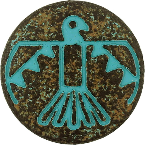 Bezelry 12 Pieces Aztec Thunderbird Metal Shank Buttons. 20mm (3/4 inch) (Green Patina Varnished)...