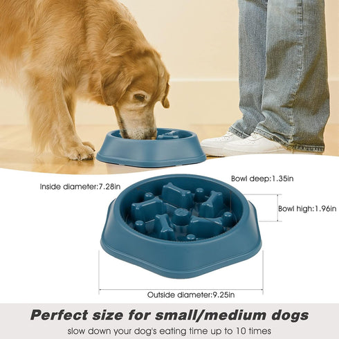 2 Packs Slow Feeder Dog Bowl, Puzzle Dog Food Bowl Anti-Gulping Interactive Dog Bowl for Small/Medium Sized Dogs (Blue&Green)...