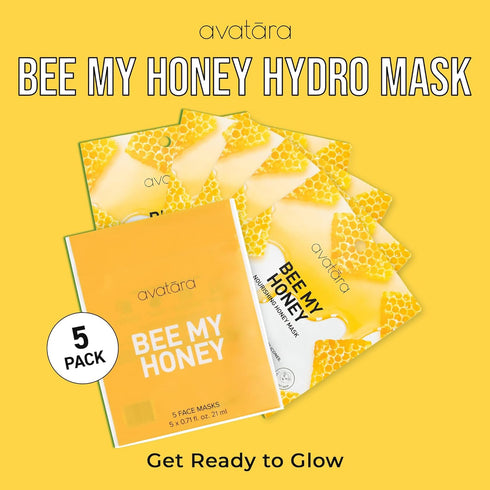 Avatara - Bee My Honey Facial Mask, Hydrating Mask for Teens, Sheet Masks with Honey and Sugar Cane Extract, Face Mask Skincare Made with Natural ...