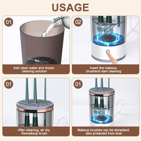 ?1+7pack?Electric Makeup Brush Cleaner Machine, Portable Automatic USB Cosmetic Brushes Cleaner Cleanser Tool for All Size Beauty Makeup Brush Set...