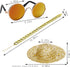6PCS Pet Dog Cat Costume, Retro Pet Sunglasses, Adjustable Gold Chain Collar & Straw Hat, Funny Pet Accessories for Cat Puppy Small Medium Dog Bir...