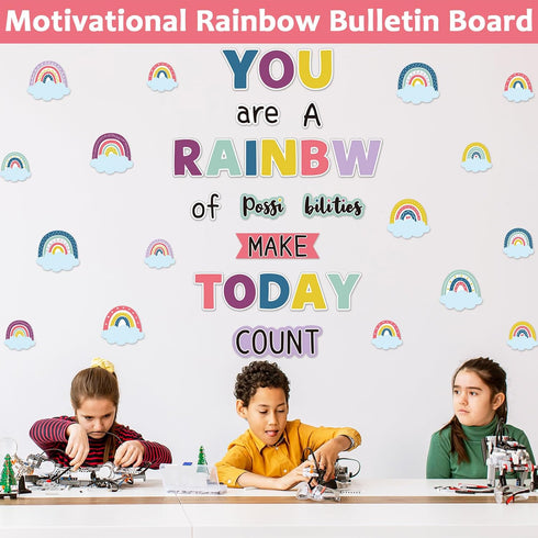 Motivational Rainbow Bulletin Board Cutouts, Happy Sunshine Day Inspirational Positive Classroom Decoration You are a Rainbow of Possibilities Acc...