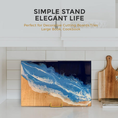 TR-LIFE 4 Pack 10 Inch Large Plate Stands for Display - Gold, Metal Picture Frame Holder Stand + Small Easels for Decorative Plate, Platter, Book,...