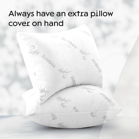 2 Pack Waterproof Viscose Made from Bamboo Pillow Protectors Queen 20x30 Pair Zippered Case, Guaranteed Noiseless Pad, Ultra Plush Absorbent (Visc...