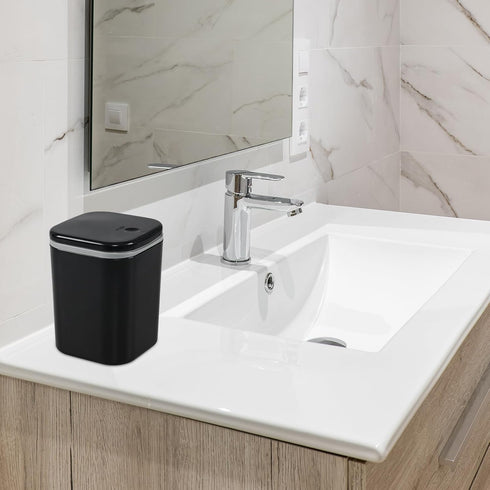 Mini Trash Can, Small Trash Can, 0.5 Gallon Mini Wastebasket Container Bin for Desk, Countertop- Black...
