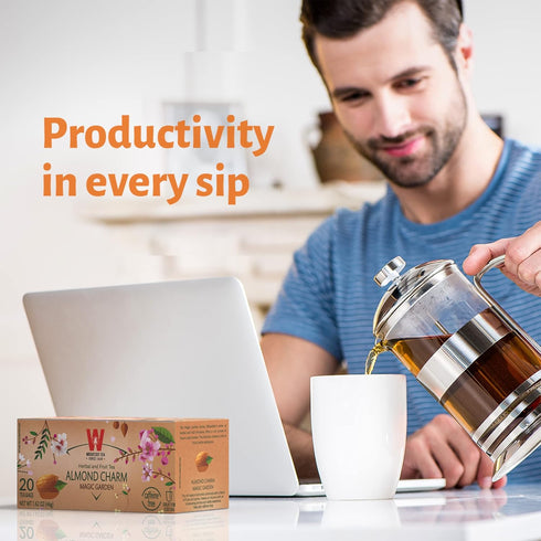 Wissotzky Almond Charm Tea Bags (4 Pack - 20 bags each) Caffeine Free, Infused With Premium Fruit & Herbal Tea Leaves “AKA Chemdat Hashaked”...