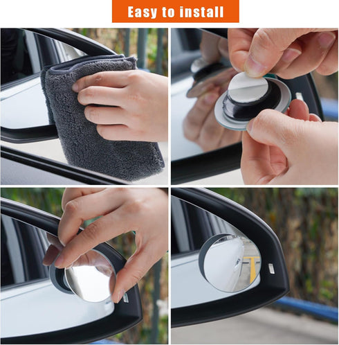 2 Pack Blind Spot Mirrors, 2'' Round Shape Waterproof HD Frameless Glass with Wide Angle, Self-Adhesive Adjustable Rear View Convex Mirrors Suitab...