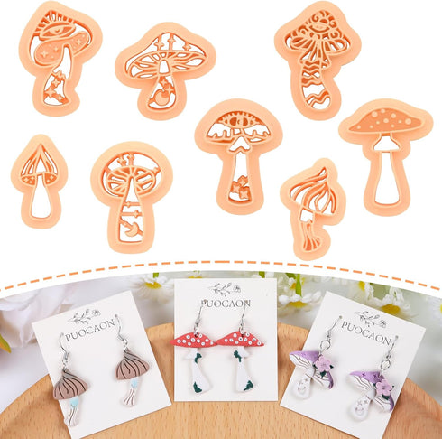 Puocaon Mystic Boho Clay Earring Cutters - 8 Pcs Mystic Mushroom Clay Cutters for Polymer Clay Jewelry Making, Celestial Polymer Clay Cutters for ...