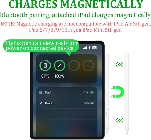 2024 Stylus Pen for iPad,Tablet Pencil Charges Magnetically Tilt Sensitivity Palm Rejection Compatible with iPad Pro 12.9"/11",iPad Air 3/4/5 iPad...