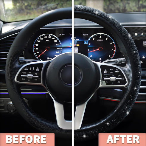 Bling Steering Wheel Cover, Rhinestones Steering Wheel Cover Crystal Diamond for Women, Sparkling Car Wheel Protector Universal Fit 14-15 inches -...