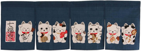 NARUMI ?? Noren (Japanese Curtain) Seven Beckoning Cat/Maneki Neko 17-507 85×30cm from Japan...