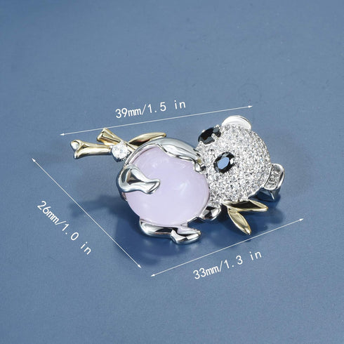 Cute Black White Rhinestones Crystals Panda Bear Baby Animal Brooch Pin Badge Brestpin Lapel Pins Silver Tone...